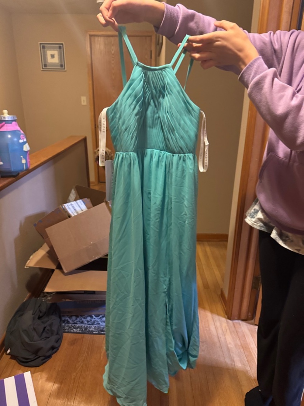 Aqua Halter Maxi Dress